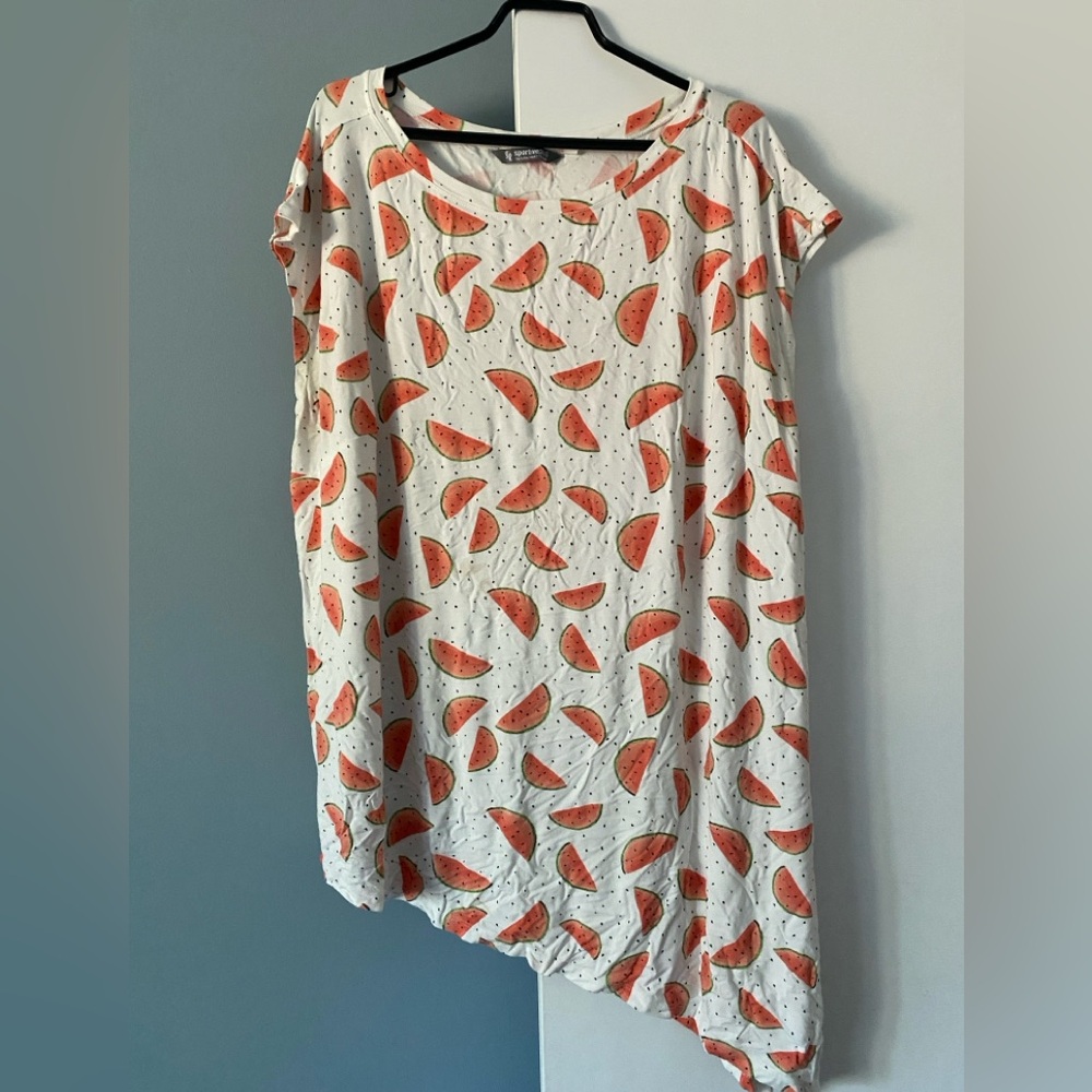 Watermelon Print Asymmetrical Top